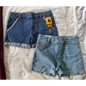 Girls NWT Carhartt and Wrangler Denim Shorts Bundle size 12